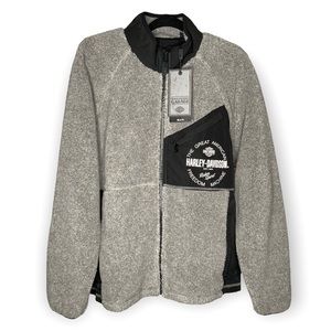 Harley Davidson L Rider Spirit Fleece Jacket Men's Slim Gray Fall Winter Zip Up
